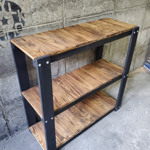 男前インテリア 三段シェルフ 棚 インダストリアル ハンドメイド 植物