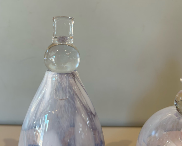 吹きガラスのおひなさま　Ｄ　青紫×金赤 6枚目の画像