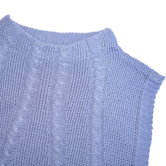 Cable Cotton Knit Vest (sax) ニットベスト ブルー 青 カジュアル 7枚目の画像