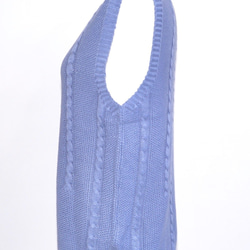 Cable Cotton Knit Vest (sax) ニットベスト ブルー 青 カジュアル 10枚目の画像