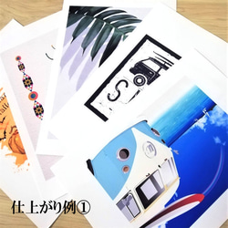 【送料無料】A3・A4ポスター【おしゃれなブルーのヴィンテージワゴン】イラスト アートポスター サーフィン ビーチ 3枚目の画像