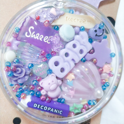 シャカシャカビーズ入り】デコキーホルダー大 メンカラ 推しカラー