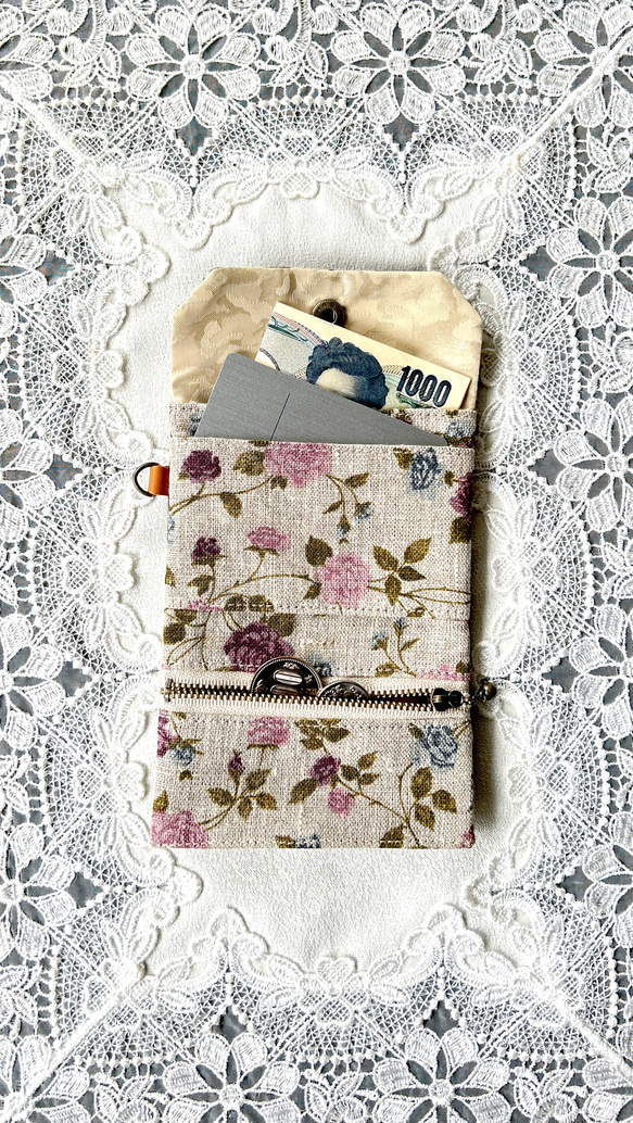 軽いミニ財布・コインスルーウォレット（フランスリネン・RITA） 3枚目の画像