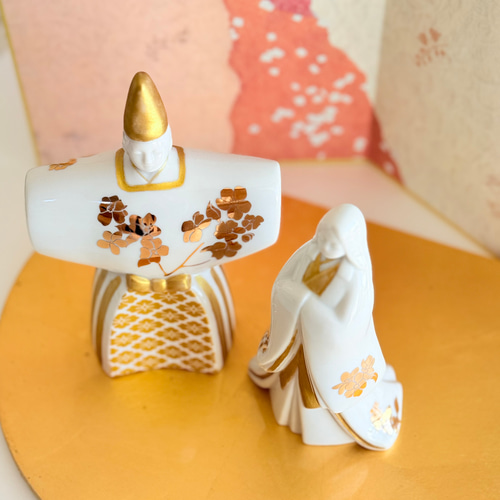 値下げ価格！雛人形 ♡ 陶芸家おひな様 陶器 ゴールド 送料無料 ゴールドの立ち雛 おひな様 雛人形 ひな人形 ひな祭り