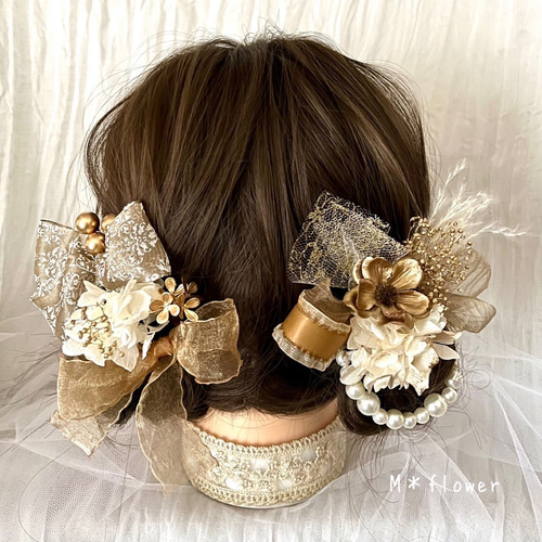 髪飾り 結婚式 成人式 蝶々 パール 金箔 冠 ティアラ ヘッドドレス ヘアアクセサリー ヘッドドレス（アクセサリー） AtelierCitron. 髪飾り専門店 通販｜Creema(クリーマ) 16451252