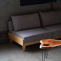 欅の一枚板 肉球みたいな形のコーヒーテーブル（高さ・カラー変更無料） 4枚目の画像