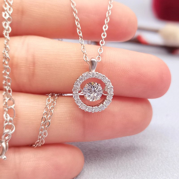 newデザイン】ダンシング モアサナイト ダイヤ ネックレス k18WG 