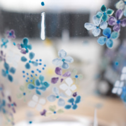 【冷たくなるとブルーに色づく】紫陽花畑のアヒルちゃんとカエルちゃんグラス 15枚目の画像