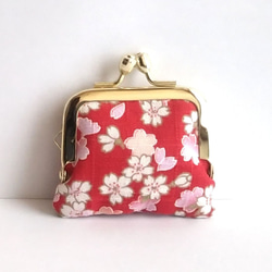 角がま口♪小さいがま口♪豆蔵♪小銭入れ,コインケース,clasp,桜,桜吹雪,cherry blossoms 1枚目の画像