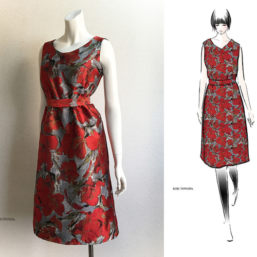 1点もの・デザイン画付き】京都産ゴブラン風ジャガード生地  