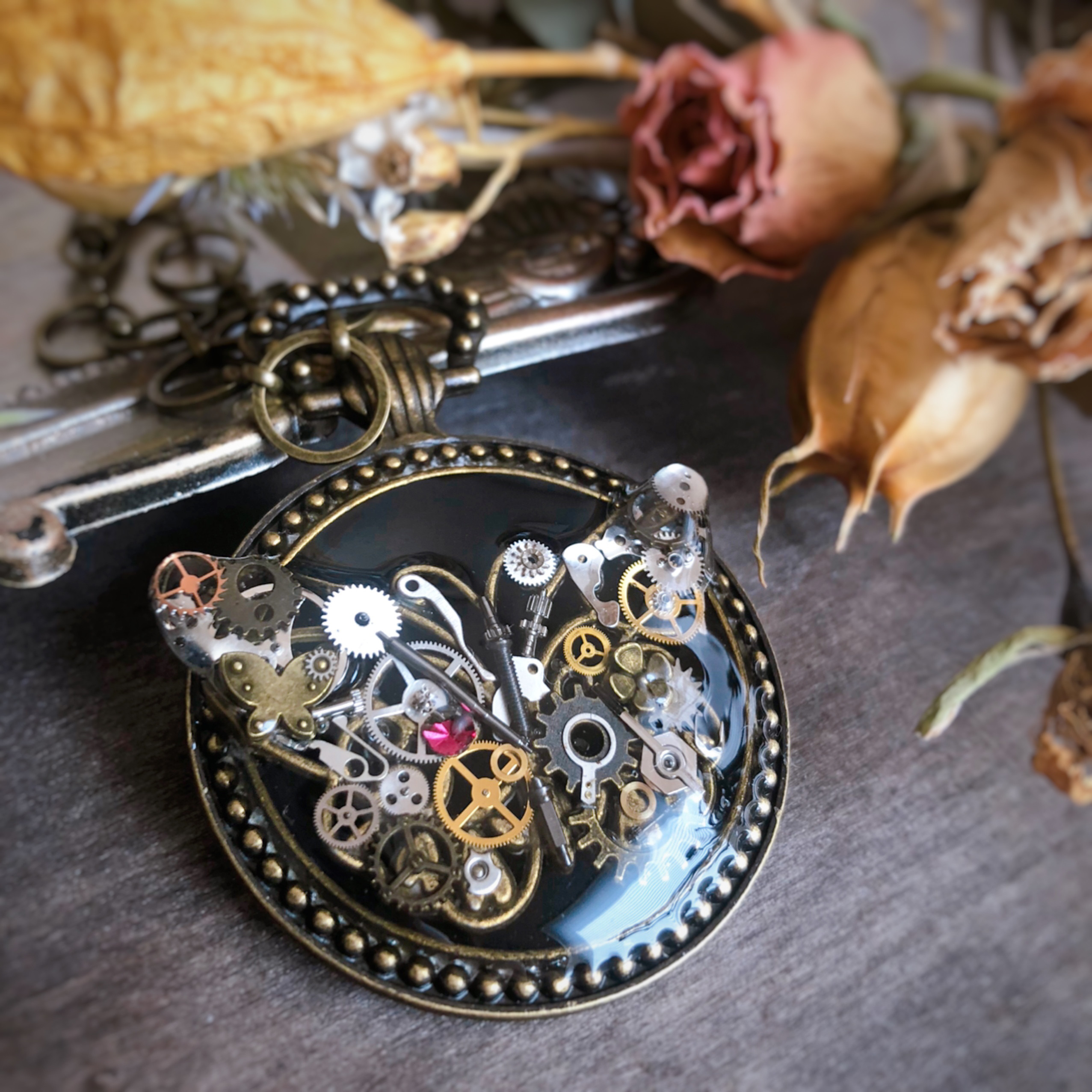 蝶　スチームパンク　バッグチャーム