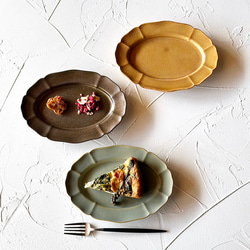 ホーソン オーバル プレート 19.5cm 4color デザート皿 陶器 美濃焼 日本製/r164 3枚目の画像