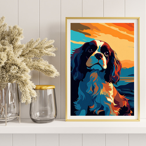人気便利グッズ クリスタルアート 犬 スパニエル カラフルグラフィック 絵画