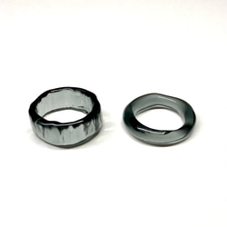 ガラスリング　〜 plat et rond 〜　2本セット　ブラック　黒　　5号 〜 18号　送料無料　ガラス　指輪　 2枚目の画像