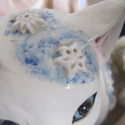 雪花の猫 招き猫 1点物 陶器 縁起物 猫 置物 C31 招き猫 すず音窯 通販