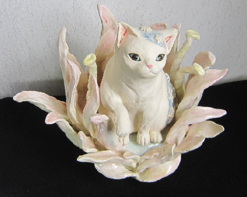 Amazon.co.jp: ご縁猫 福あつめ(S-SIZE 白 White）左手あげ/陶器