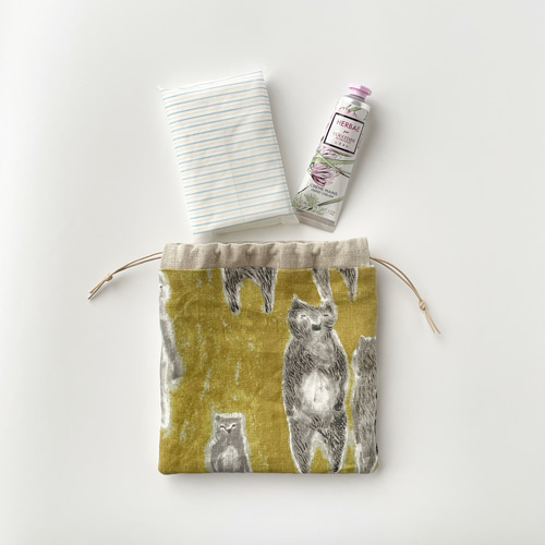 【1546】パッチワークのあおりポケット巾着バッグ＊ミナペルホネン 1546】パッチワークのあおりポケット巾着バッグ＊ミナペルホネン