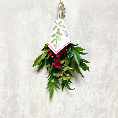 生花】節分飾り スワッグ 自然素材 ナチュラルスワッグ No.089 しめ縄