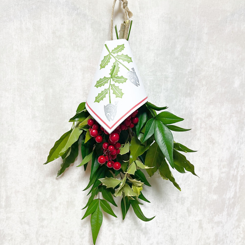 生花】節分飾り スワッグ 自然素材 ナチュラルスワッグ No.089 しめ縄