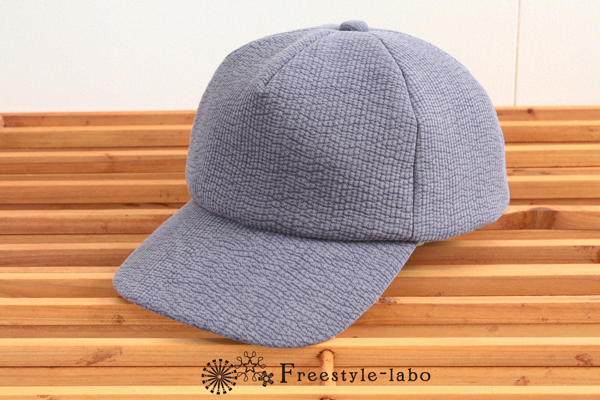 韓国キルト生地『ヌビ』のキャップ<ネイビー> 帽子　紺　青　ブルー