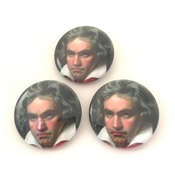ベートーベン　缶バッジ　３個セット　クラシック　作曲家　グッズ　Beethoven　音楽　バンド　革ジャン　メタル 1枚目の画像