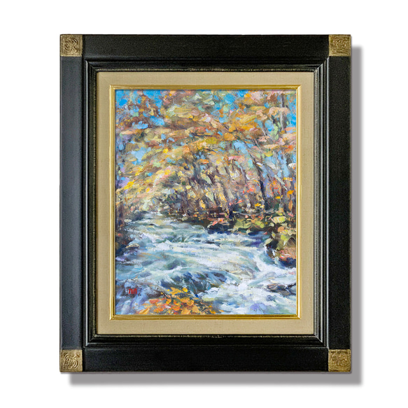 【秋の詩】油絵原画　F3サイズ 一点物　イーゼル付 豪華プレゼント付き 1枚目の画像