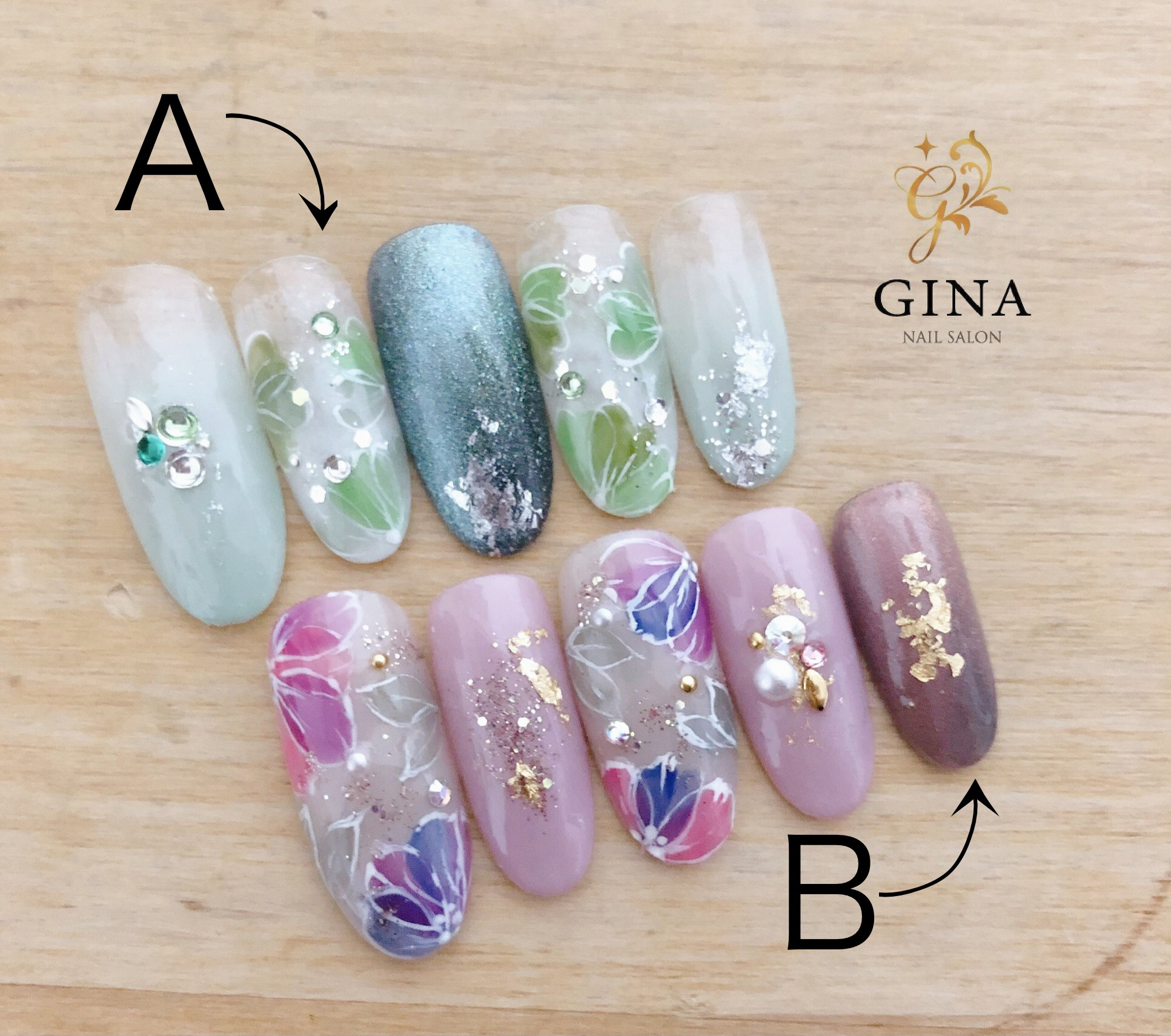 ネイルチップ/ニュアンスフラワーネイル/成人式/卒業式/入学式/和装/マグネット