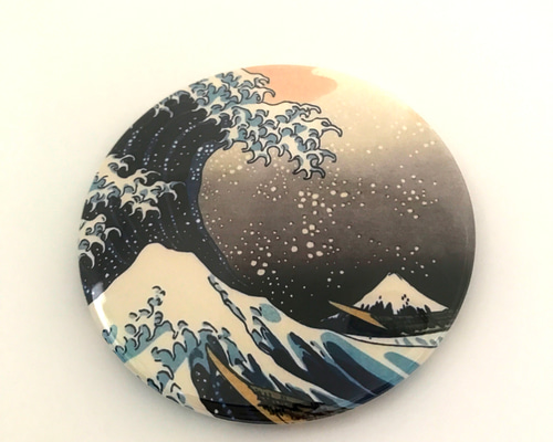 昭和レトロ  富士ガラス 浮世絵  パブミラー 葛飾北斎 鏡 ミラー 富嶽三十六景 神奈川沖浪裏 HOKUSAI UKIYOE