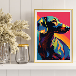 【ワンダフルライフ - ダックスフンド犬 No.1】アートポスター 犬の絵 犬の絵画 犬のイラスト 8枚目の画像