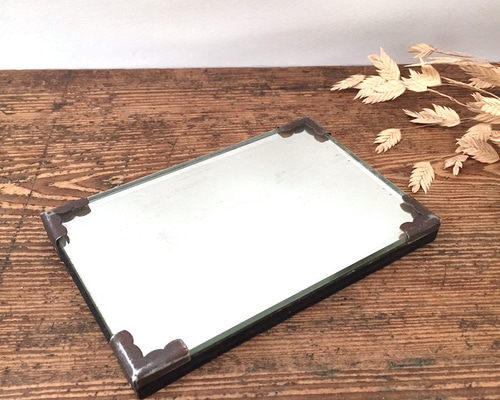 鏡　店舗什器　ミラー　骨董　古美術　古家具　古道具　アンティーク　昭和レトロ 昭和のスクエア型鏡 アンティークミラー 古いミラー 日本の古道具