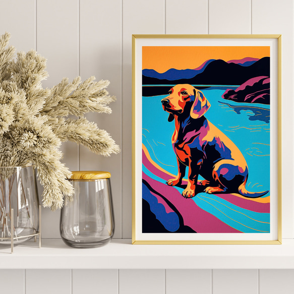 【ワンダフルライフ - ダックスフンド犬 No.4】アートポスター 犬の絵 犬の絵画 犬のイラスト 8枚目の画像