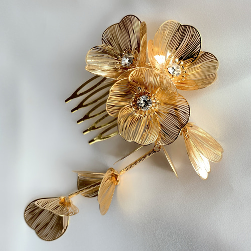 ゴールドフラワーコーム ヘアアクセサリー かんざし かんざし ciel