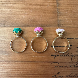 1輪のバラのリング〈グリーン、ビビットピンク、ペールピンク〉指輪 2枚目の画像