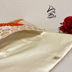 【kimono】帯リメイク 亀甲に鶴 クラッチバッグ 9枚目の画像