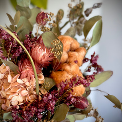 ポポラスベリーとブラウンコットンのナチュラルアンティークスワッグ 2枚目の画像