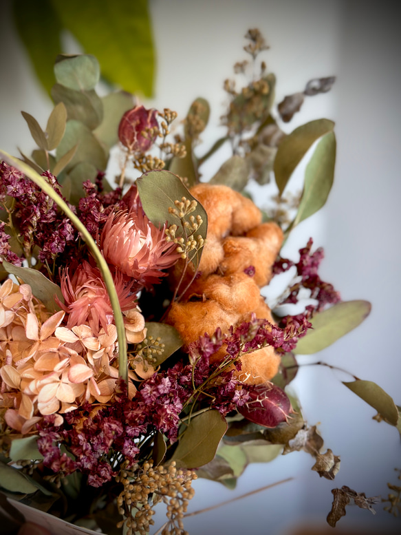 ポポラスベリーとブラウンコットンのナチュラルアンティークスワッグ 2枚目の画像