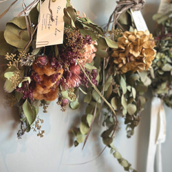 ポポラスベリーとブラウンコットンのナチュラルアンティークスワッグ 3枚目の画像