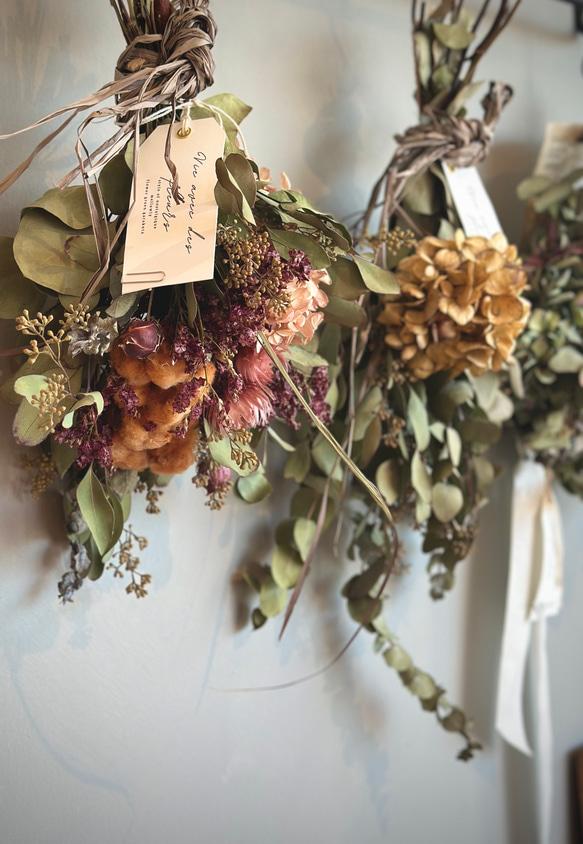 ポポラスベリーとブラウンコットンのナチュラルアンティークスワッグ 3枚目の画像