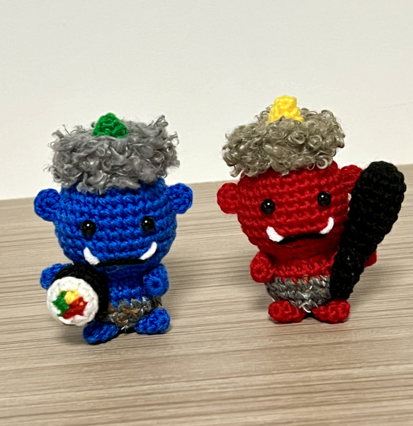 ACCO様ご注文ページ 節分鬼の編みぐるみ(赤、青、緑鬼) その他人形