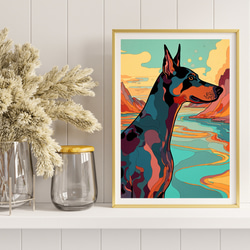【ワンダフルライフ - ドーベルマン犬 No.2】アートポスター 犬の絵 犬の絵画 犬のイラスト 8枚目の画像
