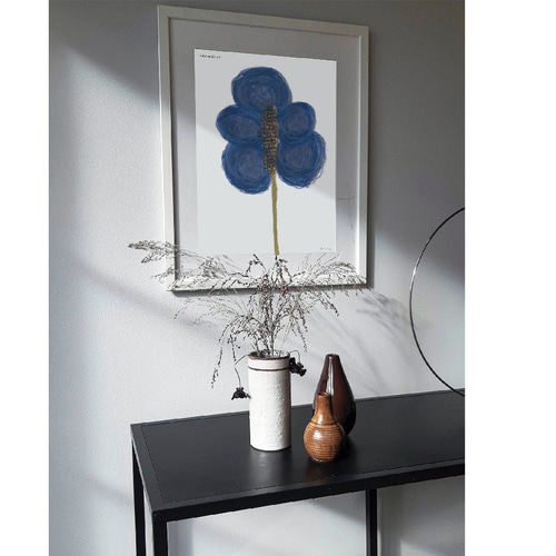 抽象画 アートポスター インテリアポスター イラスト ブルー 青 花