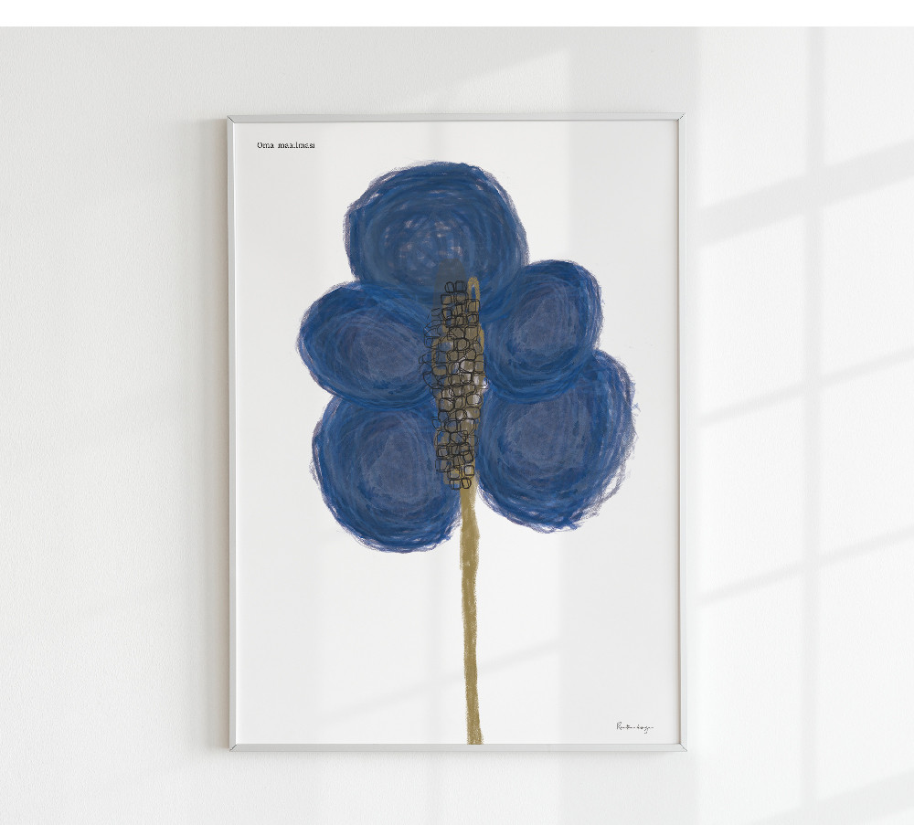 北欧 モダン　抽象　ブルー インテリア　キャンバス　アート　花　ホテル