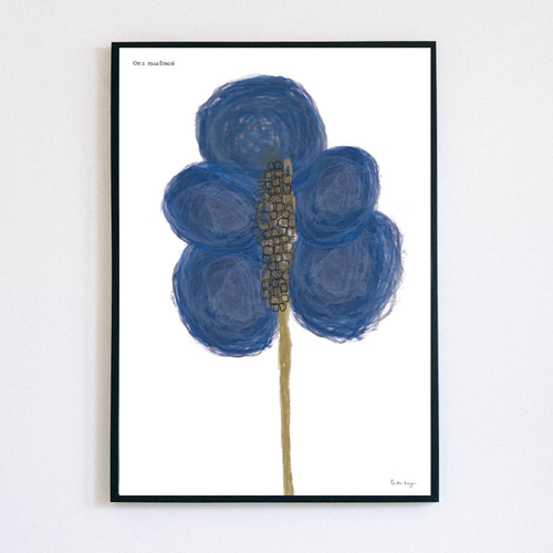 抽象画 アートポスター インテリアポスター イラスト ブルー 青 花