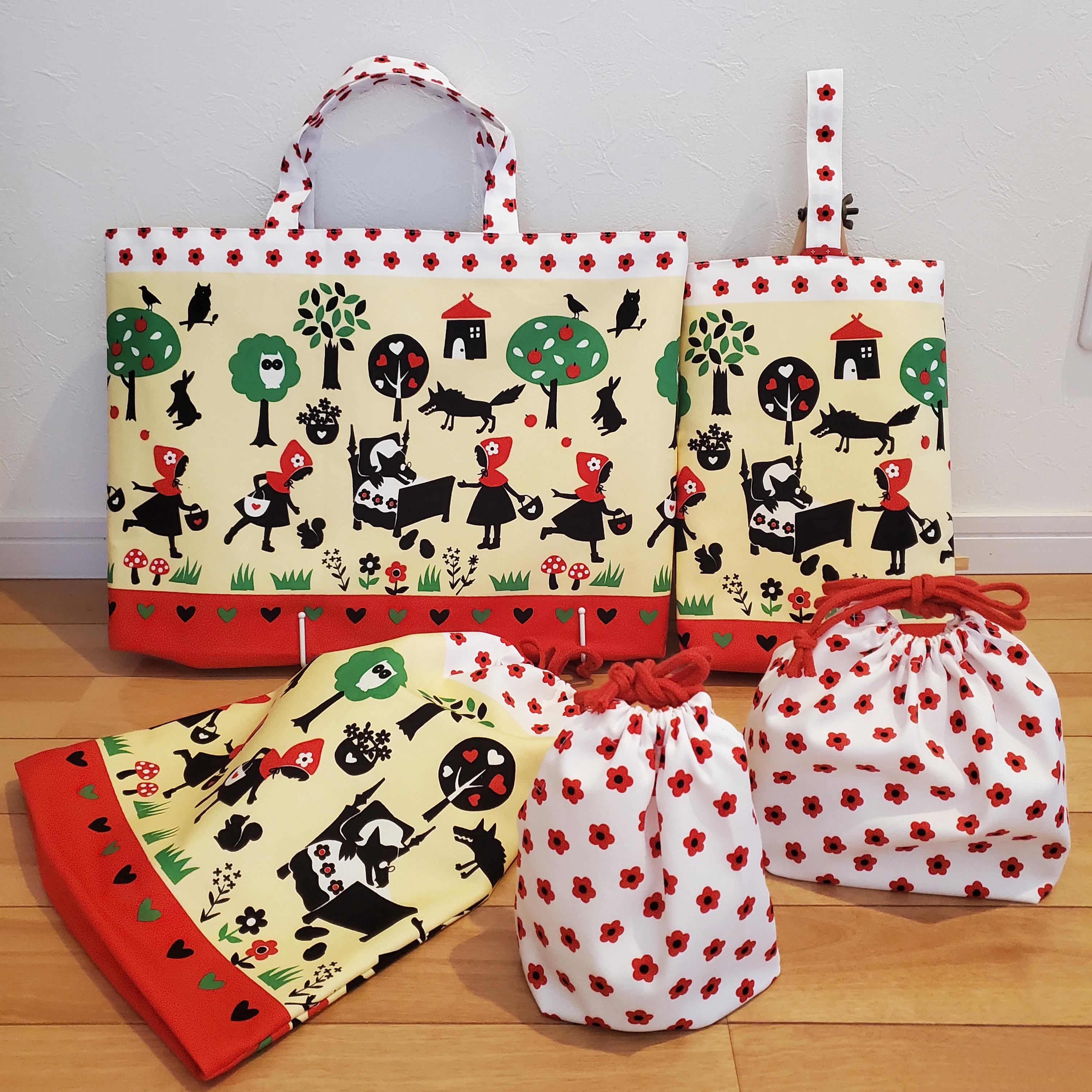 POP RED ハンドメイド　入園入学グッズ　赤　レッスンバッグ　体操着入れ ハンドメイド　入園入学グッズ　赤　レッスンバッグ　体操着入れ RED POP