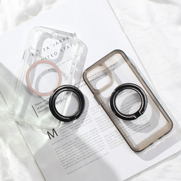 iPhone用透明ソフトケース マグネットリング付き iPhoneケース クリア マグセーフ リング付き マグネット 大人