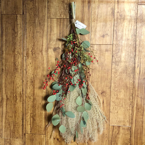 特価】ナンテン ユーカリ ススキ ロング スワッグ 72cm ＊ ドライ