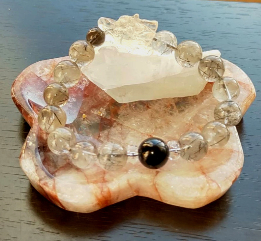 シトリン龍頭 ブラックルチルブレス Crystal Dragon Bracelet,  Amulet