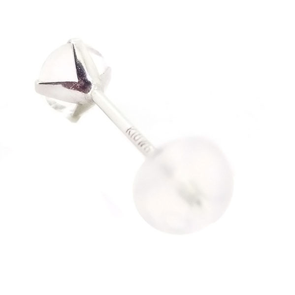 K10 ホワイトゴールド製 クリスタル クォーツ 水晶 4mm スタッド ピアス 両耳用 定番4本爪ピアス K10WG