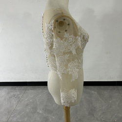 美容產品！婚紗波萊羅式優雅花朵蕾絲長袖上衣/新娘 第4張的照片