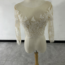 美容產品！婚紗波萊羅式優雅花朵蕾絲長袖上衣/新娘 第1張的照片